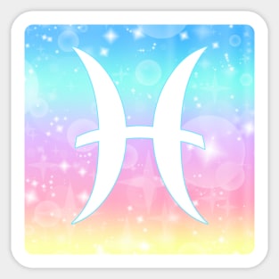 Pisces Horoscope Zodiac Unicorn Sparkle Square Monogram Sticker